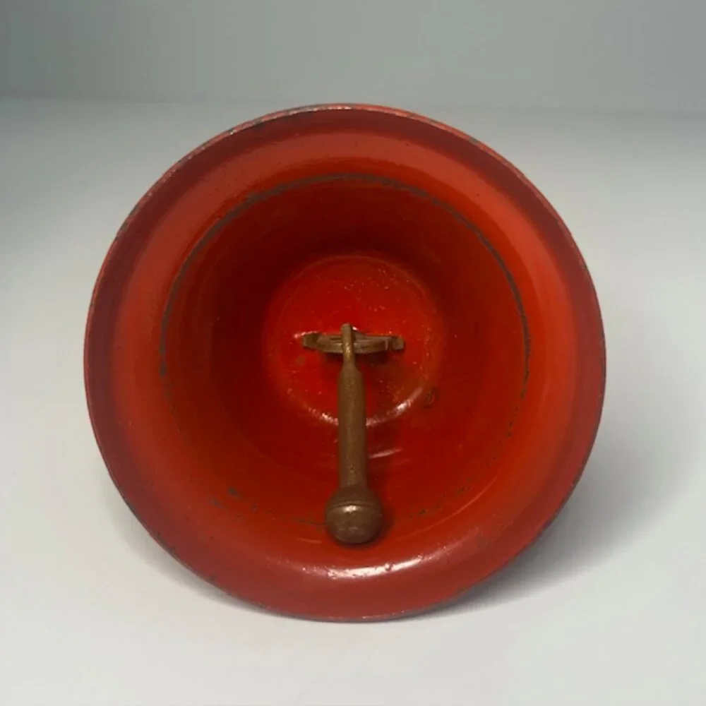 Vintage Metal Bell Wreath and Bow Handle Distressed Salvage Orange Red